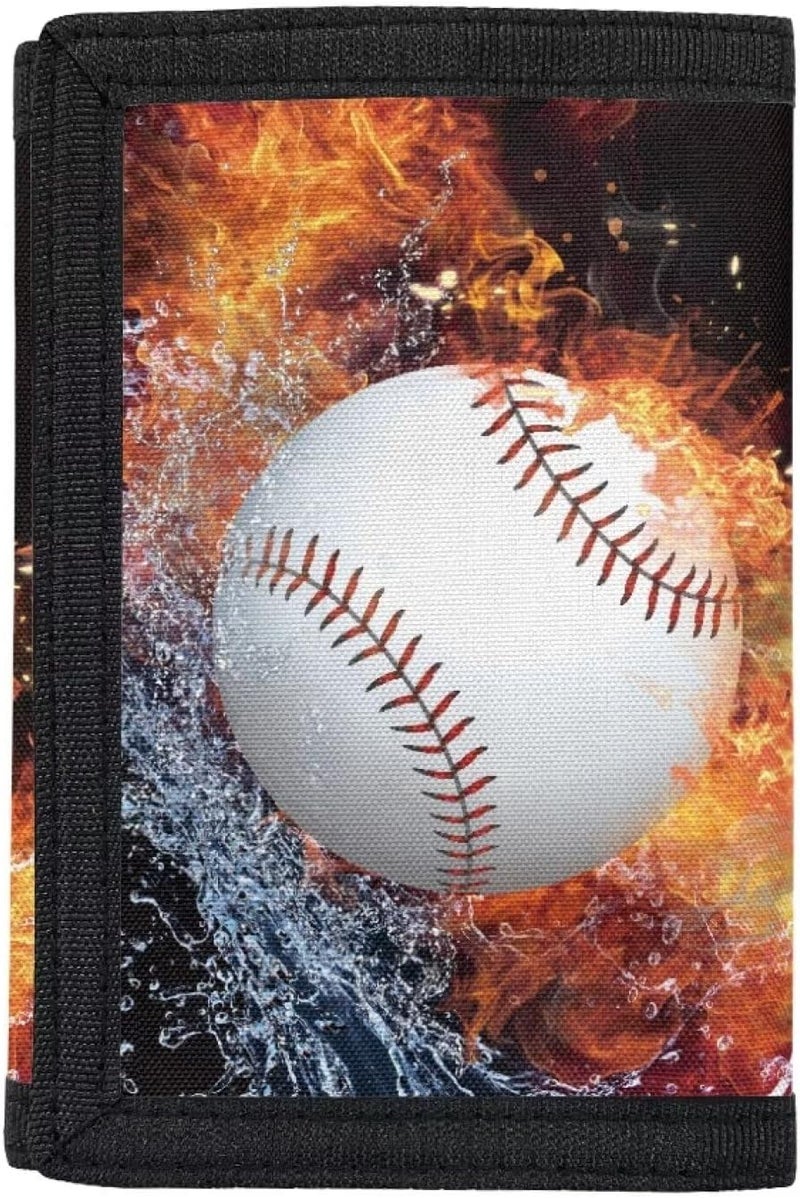 Rnyleeg Card and Coin Tri-Fold Wallet for Kids,Fire and Water Baseball Wallet for Teen Boys Girls Kids Purse Wallets,Novelty Wallets for Childrens Birthday Gifts - Image 2